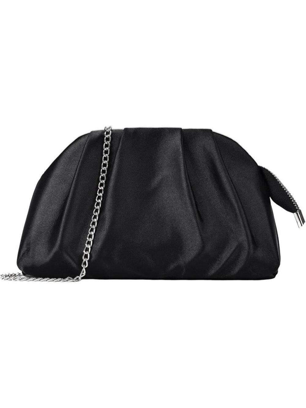 〽️Women's Black Pleated Satin Clutch Purse Shoulder Strap Evening Wedding Bags